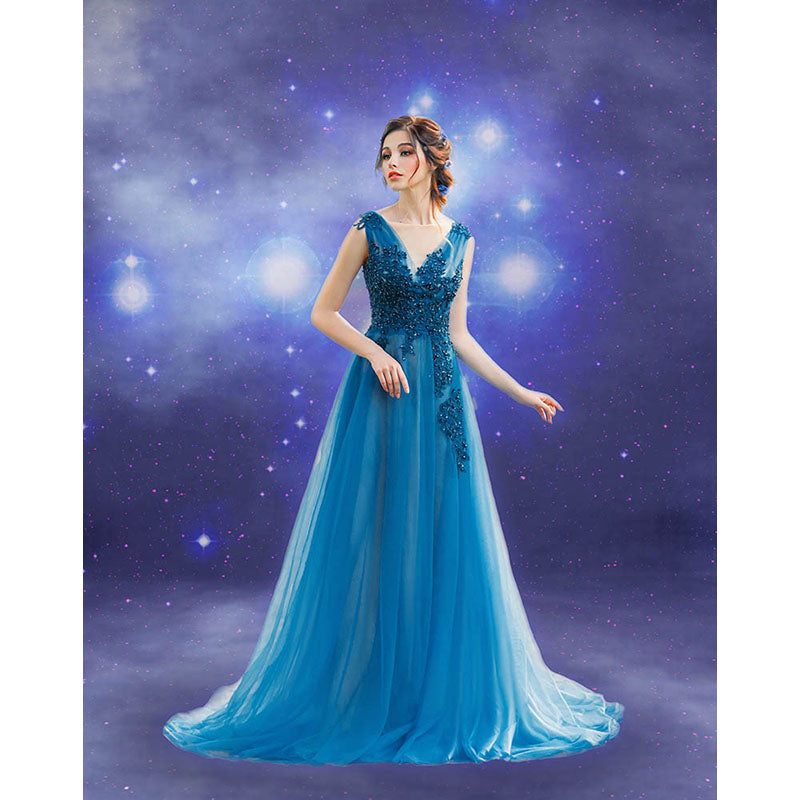 Avezano Blue Sparkle Stars Abstract Texture Photography Backdrop For Portrait-AVEZANO